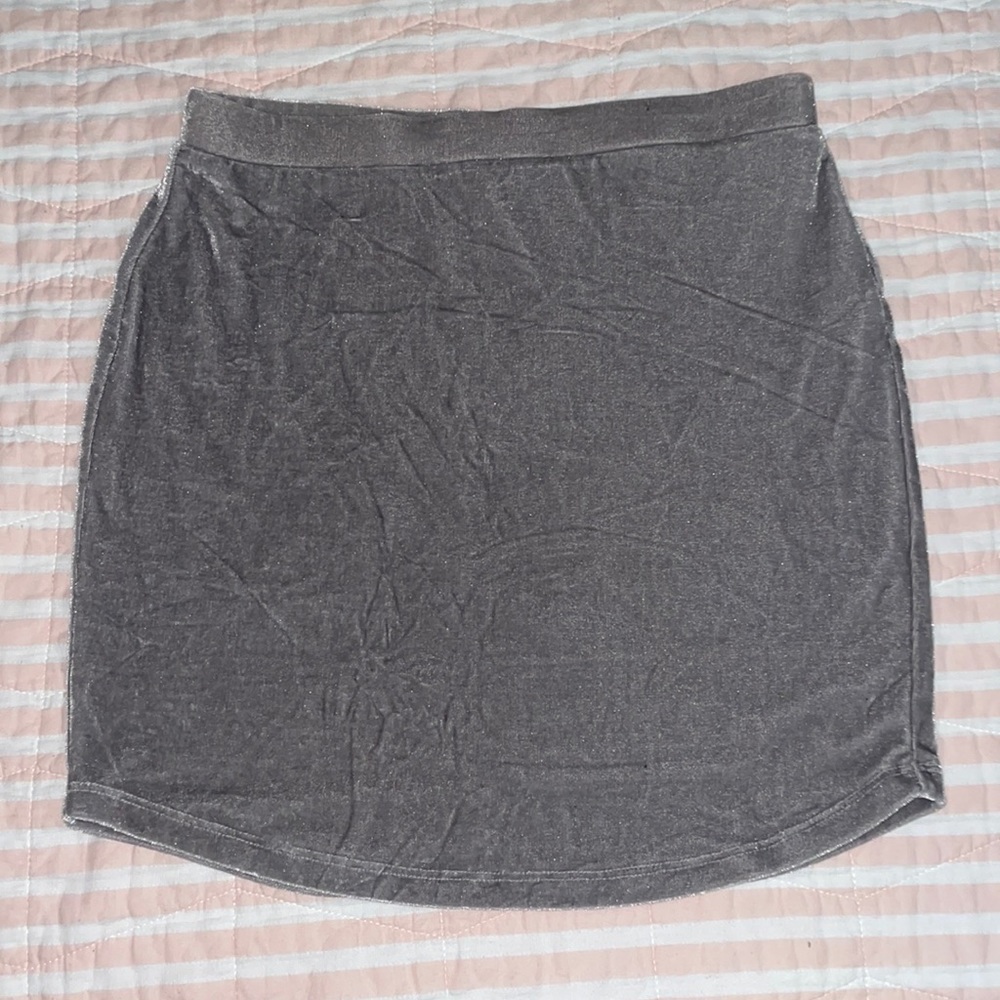 Grey Velvet Mini Skirt